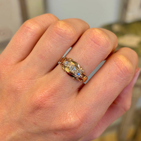 Antique, Edwardian diamond three-stone ring