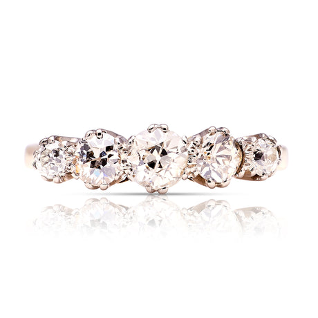 2023-Antique, Edwardian five-stone diamond ring front