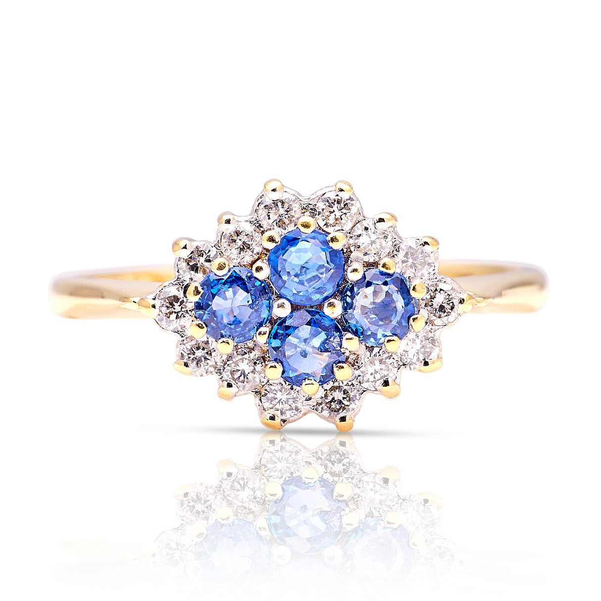 Vintage, 1990s sapphire & diamond cluster ring front