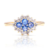 Vintage, 1990s sapphire & diamond cluster ring front