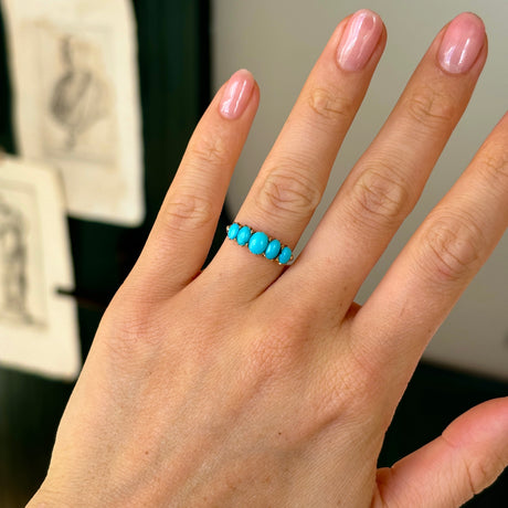 Antique, Victorian turquoise half-hoop ring