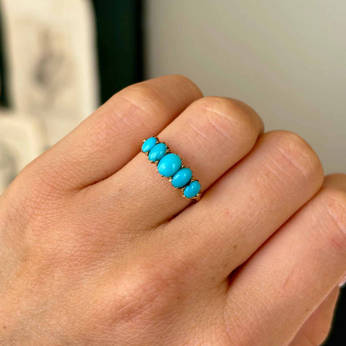 Antique, Victorian turquoise half-hoop ring