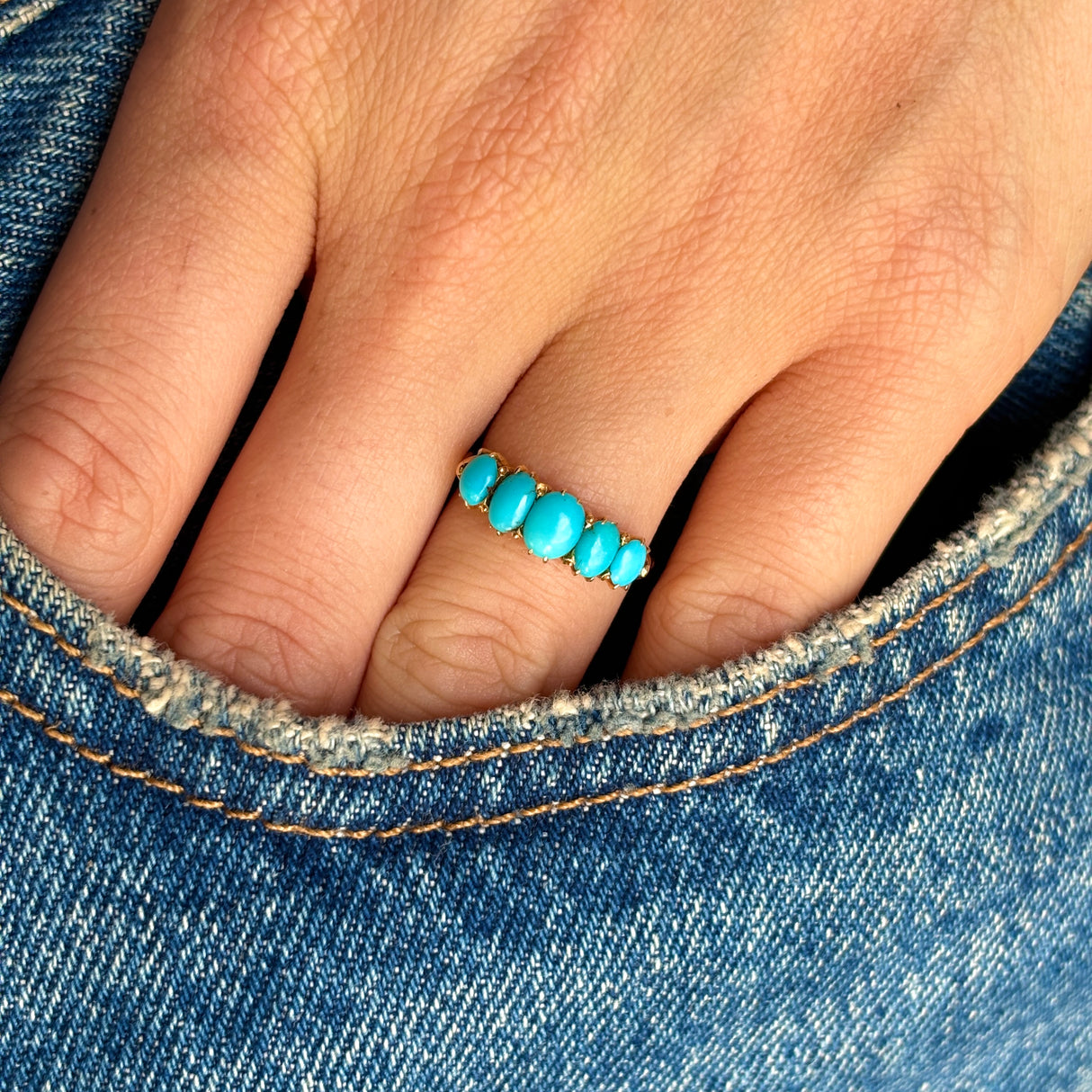 Antique, Victorian turquoise half-hoop ring