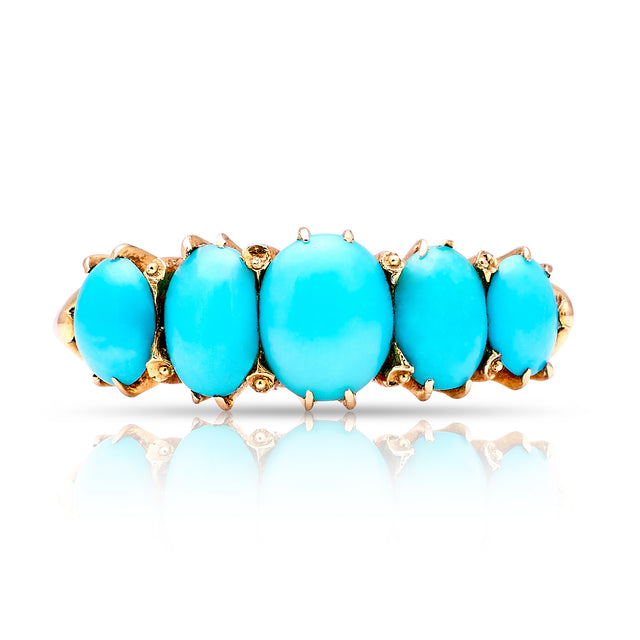 2026-Antique, Victorian turquoise half-hoop ring front