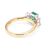 Emerald & diamond three-stone ring back