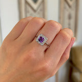 Antique, Art Deco amethyst ring & diamond cluster