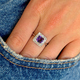 Antique, Art Deco amethyst ring & diamond cluster