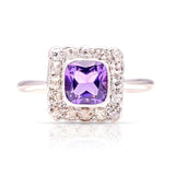 Antique, Georgian amethyst ring & diamond cluster front