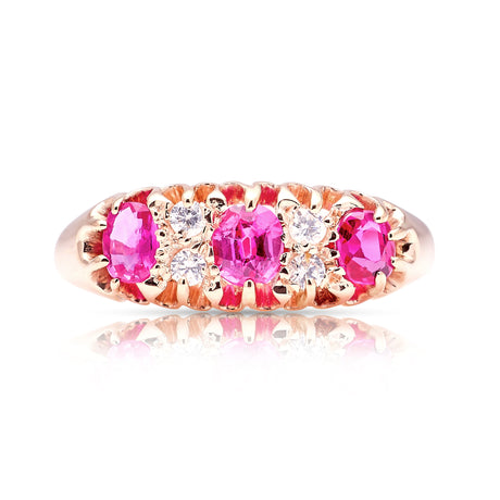 2040-Antique, Victorian ruby & diamond half-hoop ring front