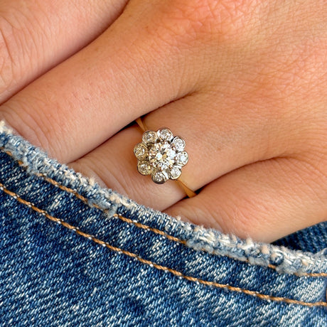 Antique, Edwardian diamond daisy cluster ring