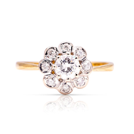 Antique, Edwardian diamond daisy cluster ring front