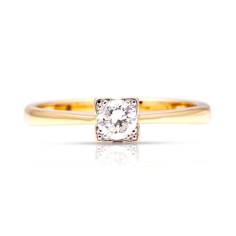 Vintage, solitaire diamond ring front