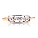 Vintage, five-stone diamond ring front