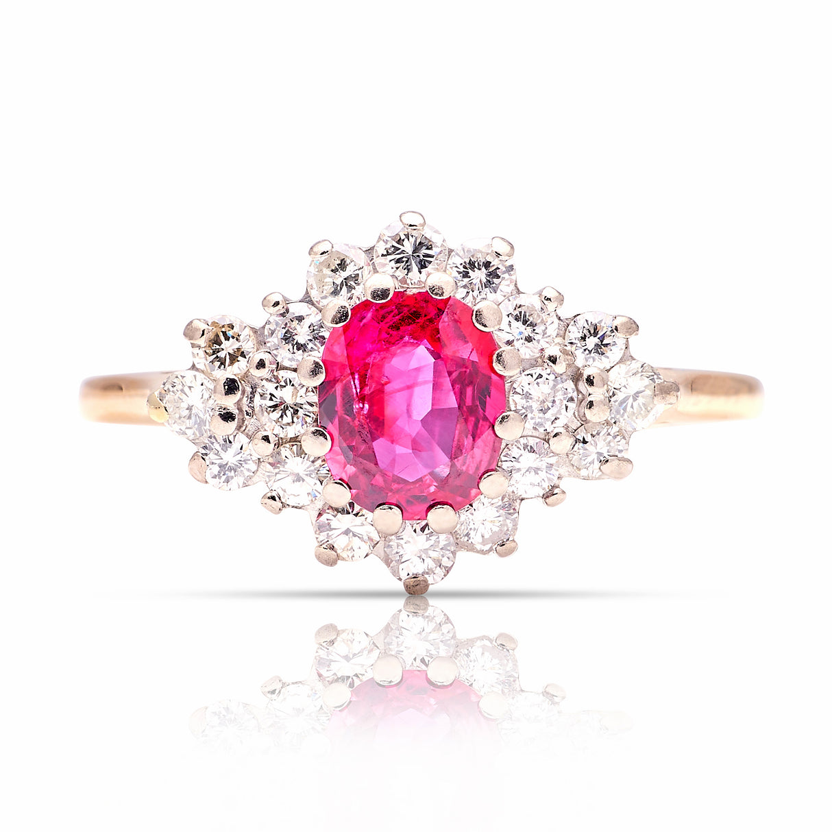 Vintage, 1970s ruby & diamond cluster ring front