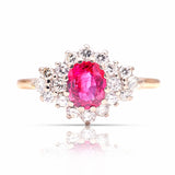 Vintage, 1970s ruby & diamond cluster ring front