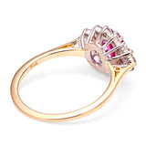 Vintage, 1970s ruby & diamond cluster ring back