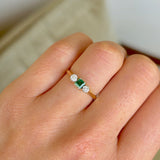 Antique, Edwardian emerald & diamond three-stone ring