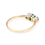 Antique, Edwardian emerald & diamond three-stone ring  back