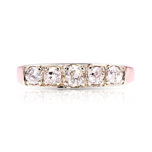 Vintage, five-stone diamond ring front