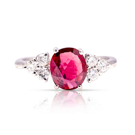 Vintage, 1980s ruby & diamond ring, 18ct white gold front