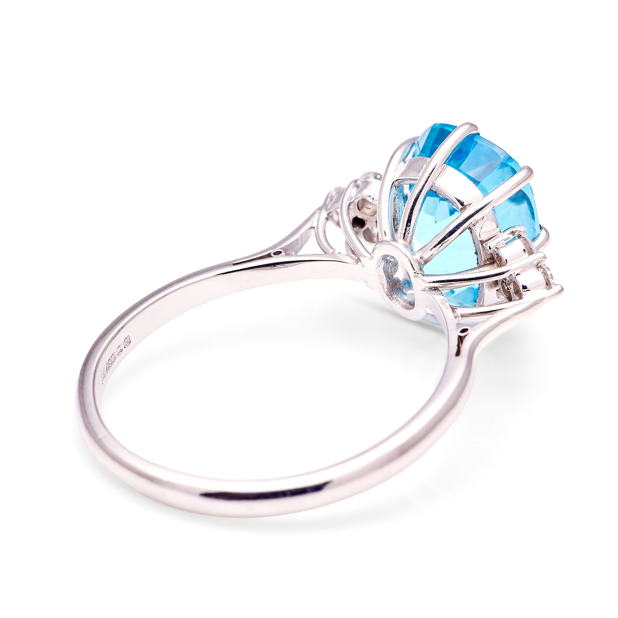 Vintage, 1970s blue topaz & diamond ring, 18ct white gold back