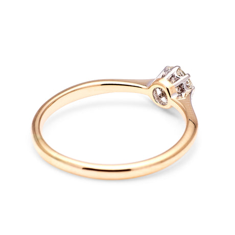 Antique, Edwardian solitaire diamond engagement ring, 18ct yellow gold & platinum back