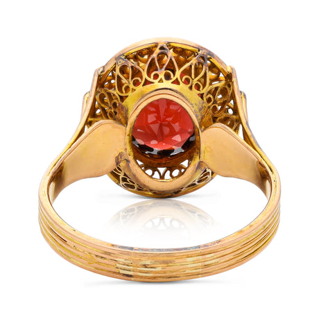 Belle Époque red garnet ring, rear view.