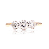 Antique, Edwardian three-stone diamond ring front