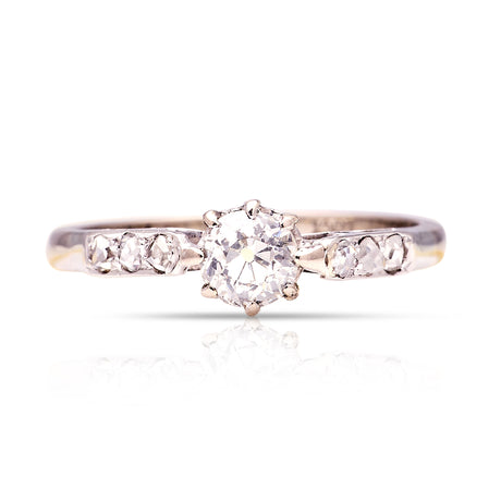 Vintage, Art Deco solitaire diamond ring front