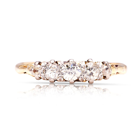 2117-Antique, Edwardian five-stone diamond ring front