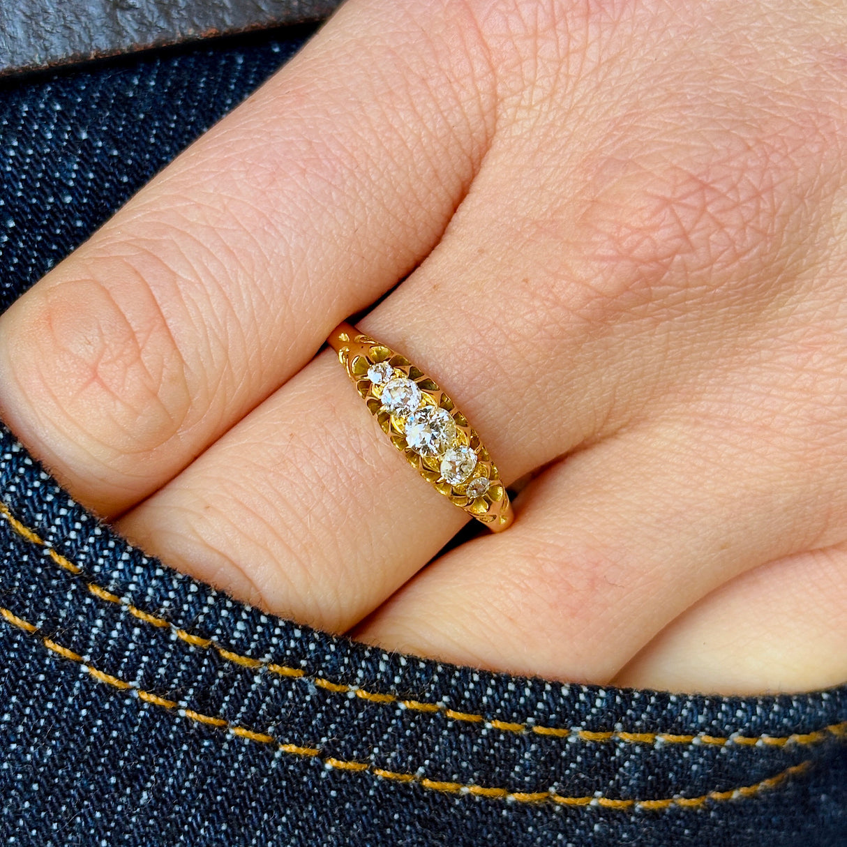 Antique, Edwardian five-stone diamond ring