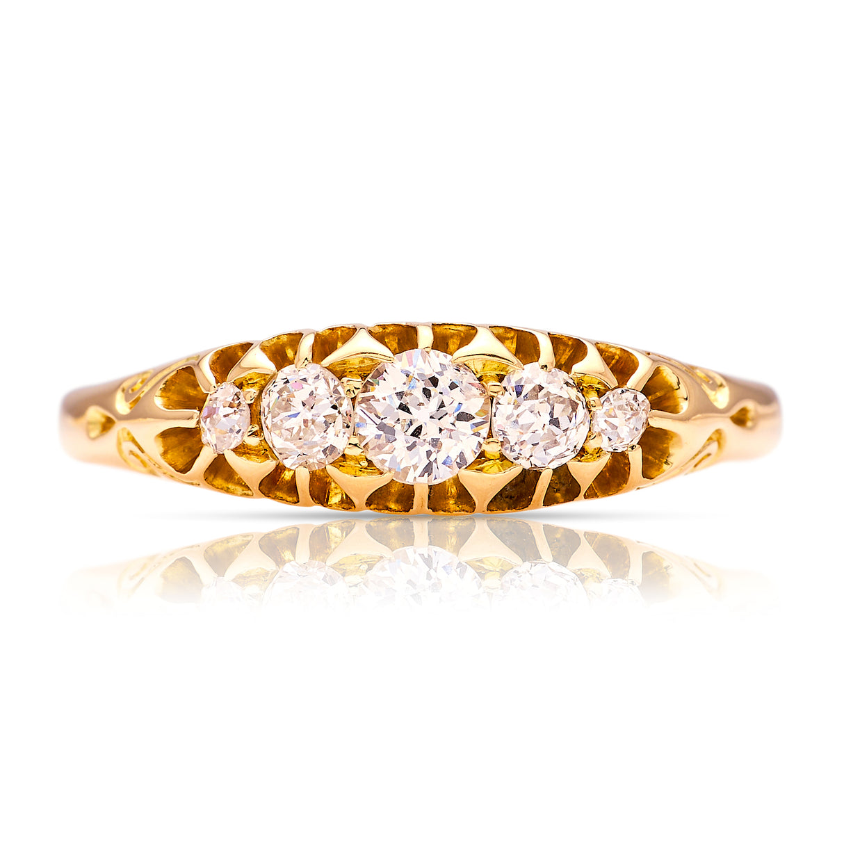 Antique, Edwardian five-stone diamond ring, 18ct yellow gold