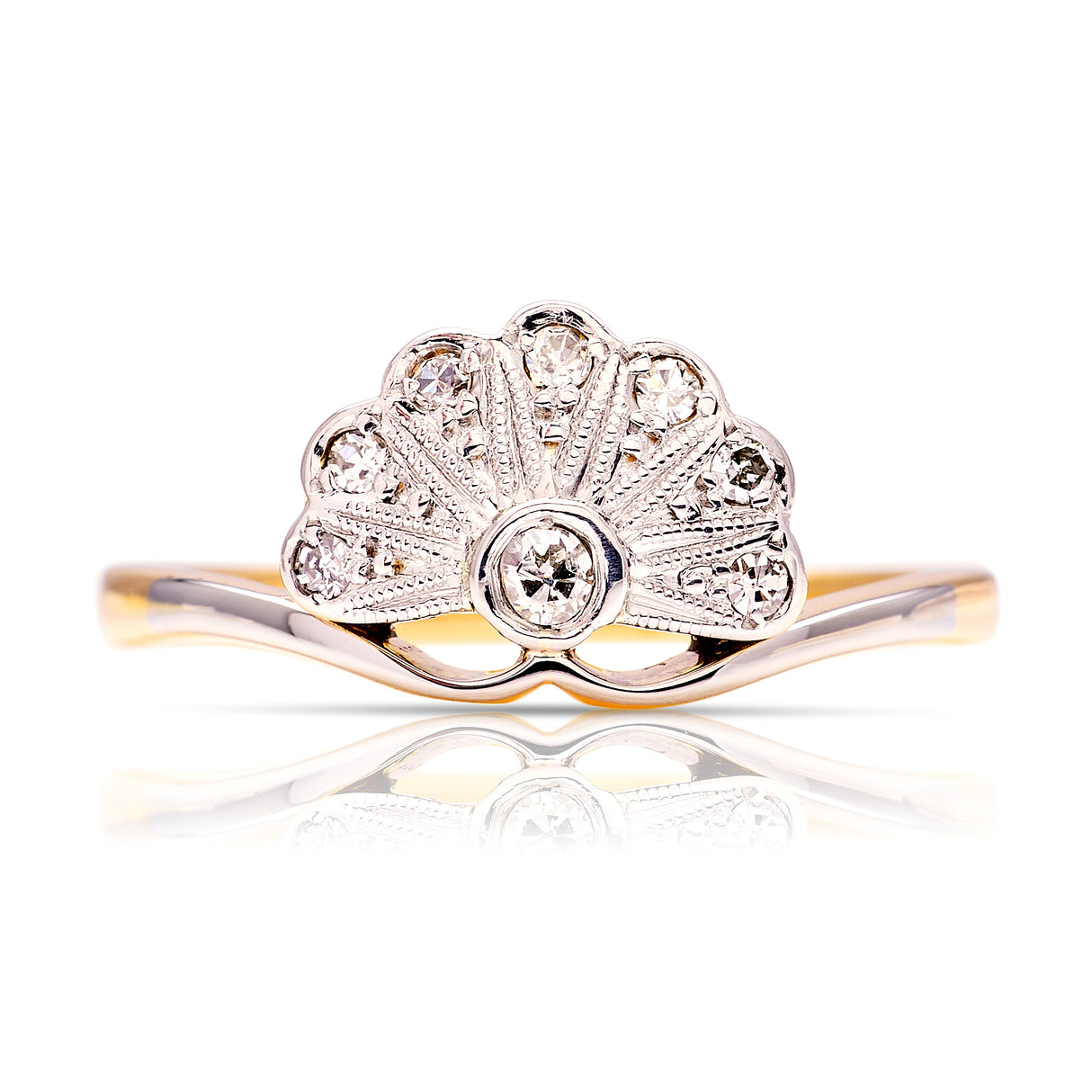 Antique, Edwardian diamond fan ring