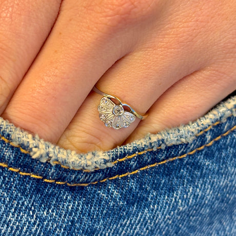 Antique, Edwardian diamond fan ring