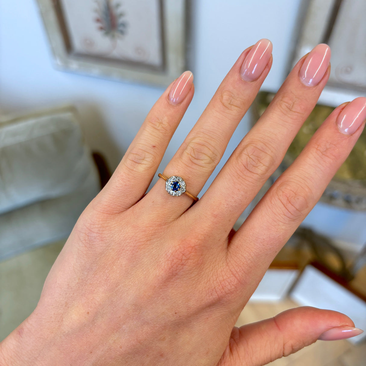 Antique, Edwardian sapphire & diamond cluster ring