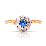 Antique, Edwardian sapphire & diamond cluster ring