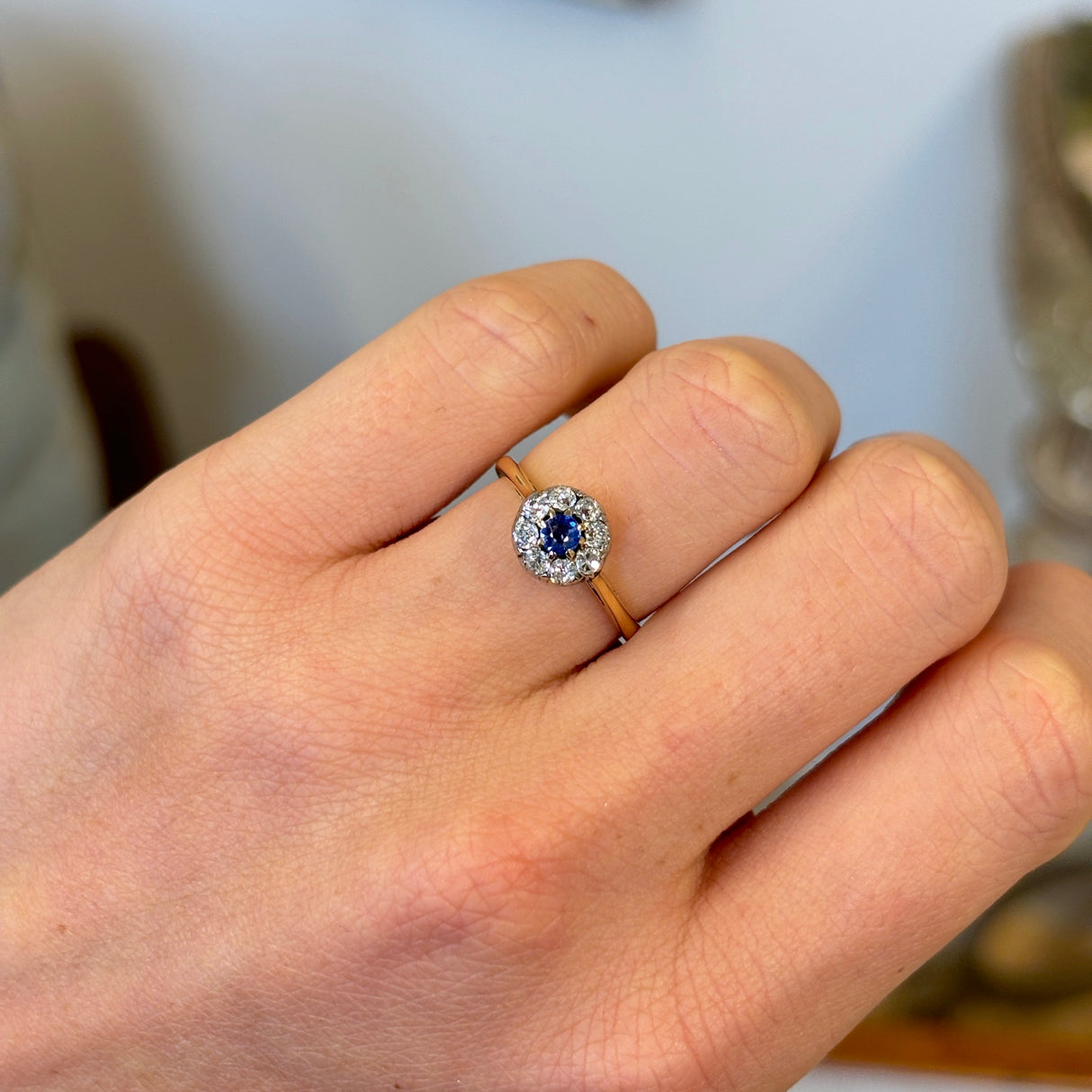 Antique, Edwardian sapphire & diamond cluster ring