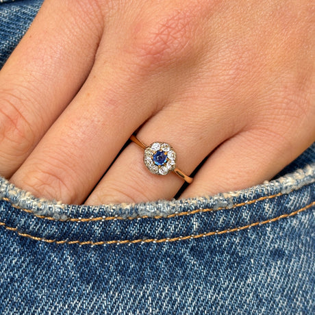 Antique, Edwardian sapphire & diamond cluster ring