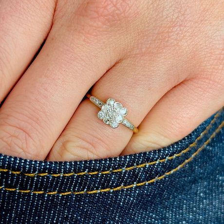 Antique, Edwardian diamond square cluster ring