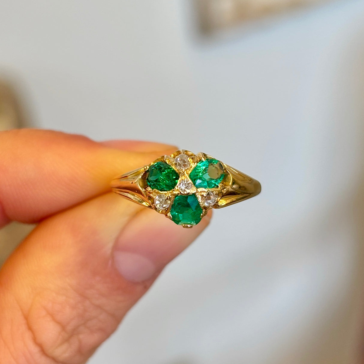 Antique, Victorian emerald & diamond ring