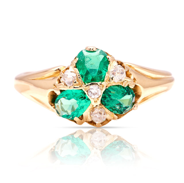 Antique, Victorian emerald & diamond ring