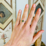 Antique, Edwardian emerald & diamond three-stone diamond ring