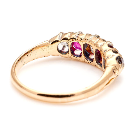 Antique, Edwardian ruby & diamond five-stone ring