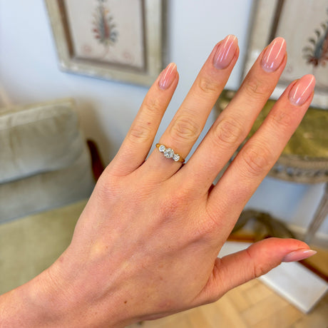 Antique, Edwardian three-stone diamond ring