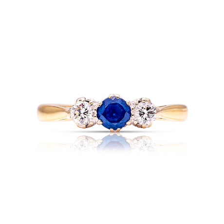 Antique, Edwardian sapphire & diamond three-stone ring