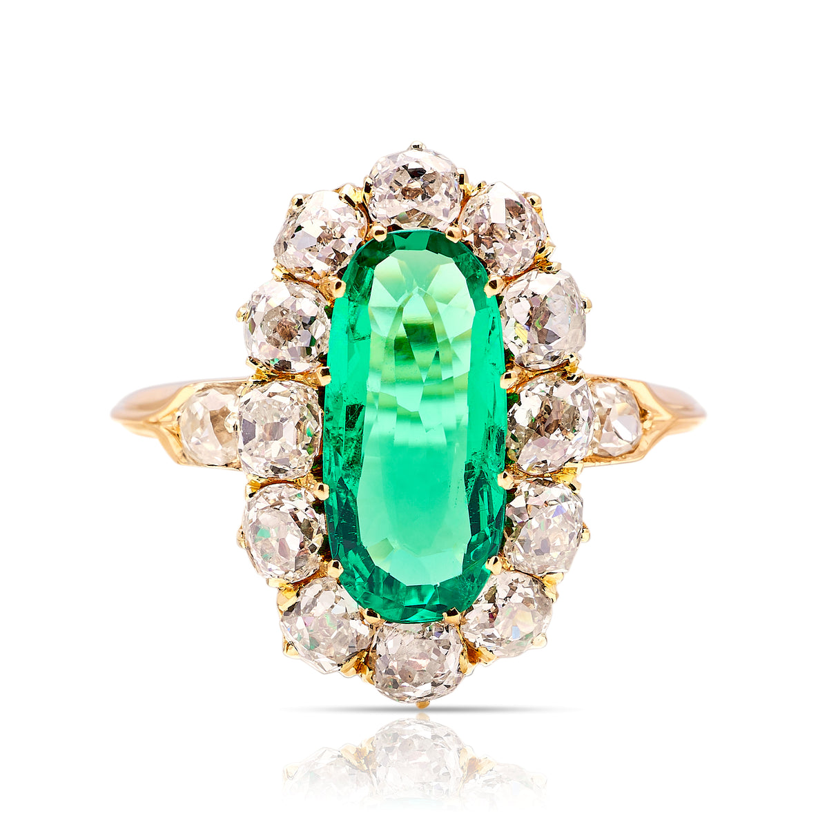 Antique, Edwardian emerald & diamond cluster ring