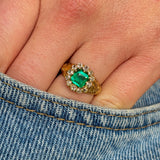 Antique, Edwardian emerald & diamond cluster ring