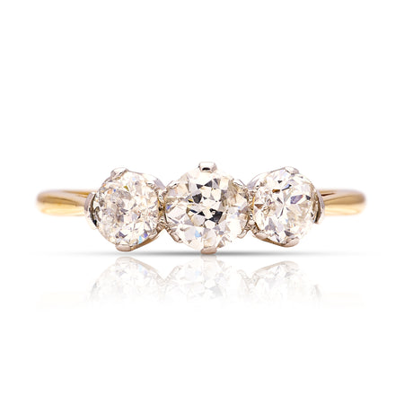 Antique, Edwardian three-stone diamond ring