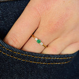 Antique, Edwardian emerald & diamond three-stone ring