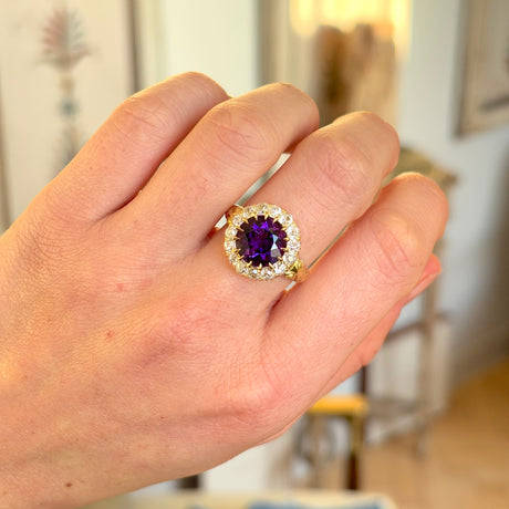 Antique, Victorian amethyst & diamond cluster ring